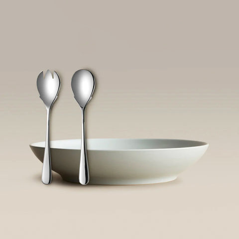 All Is Served Set fork and spoon beside a white shallow bowl